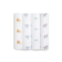 Aden + Anais Pack of 4 Large Swaddle Organic Cotton Muslin - Animal Kingdom (23-19-044)