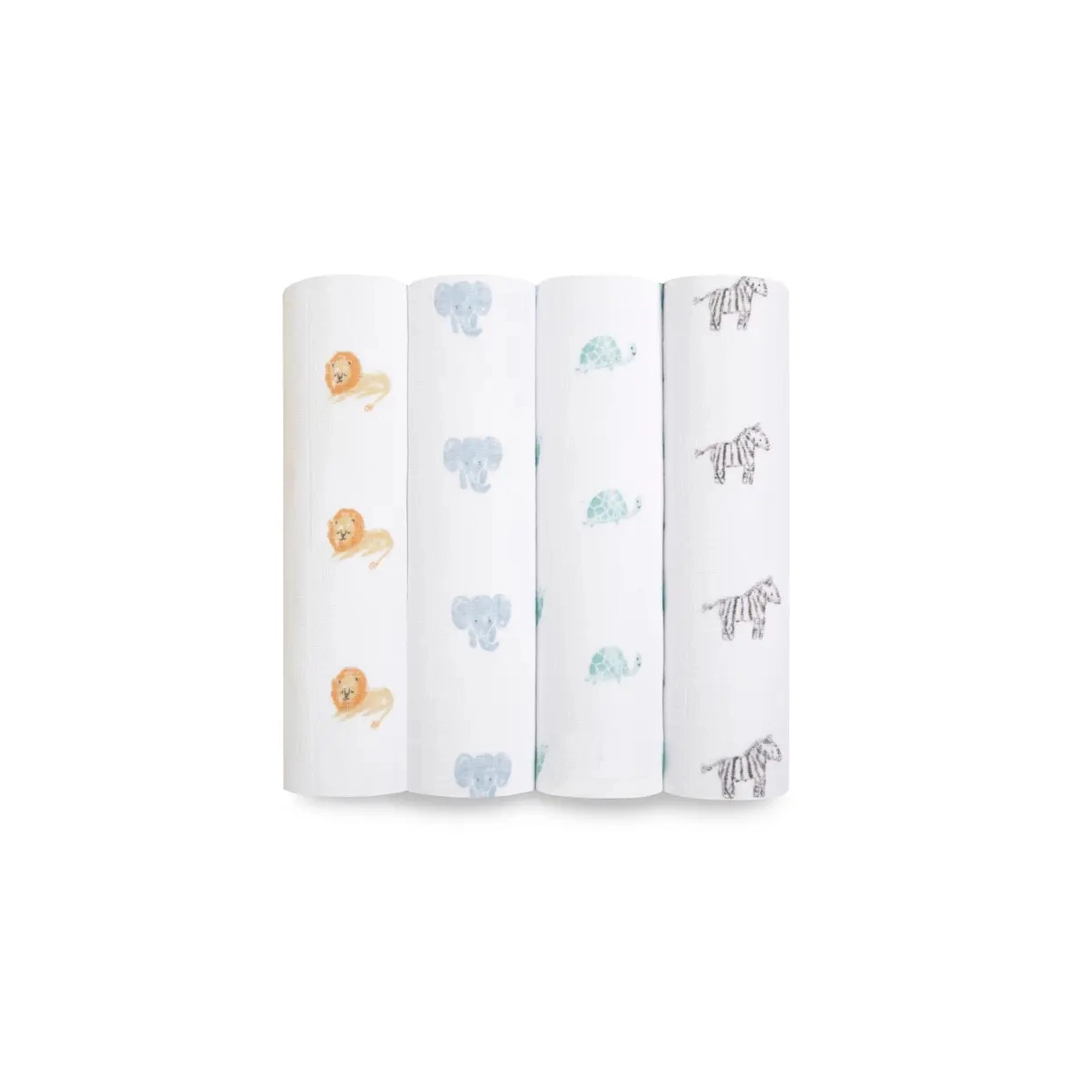 Aden Anais Pack of 4 Large Swaddle Organic Cotton Muslin - Animal Kingdom 23-19