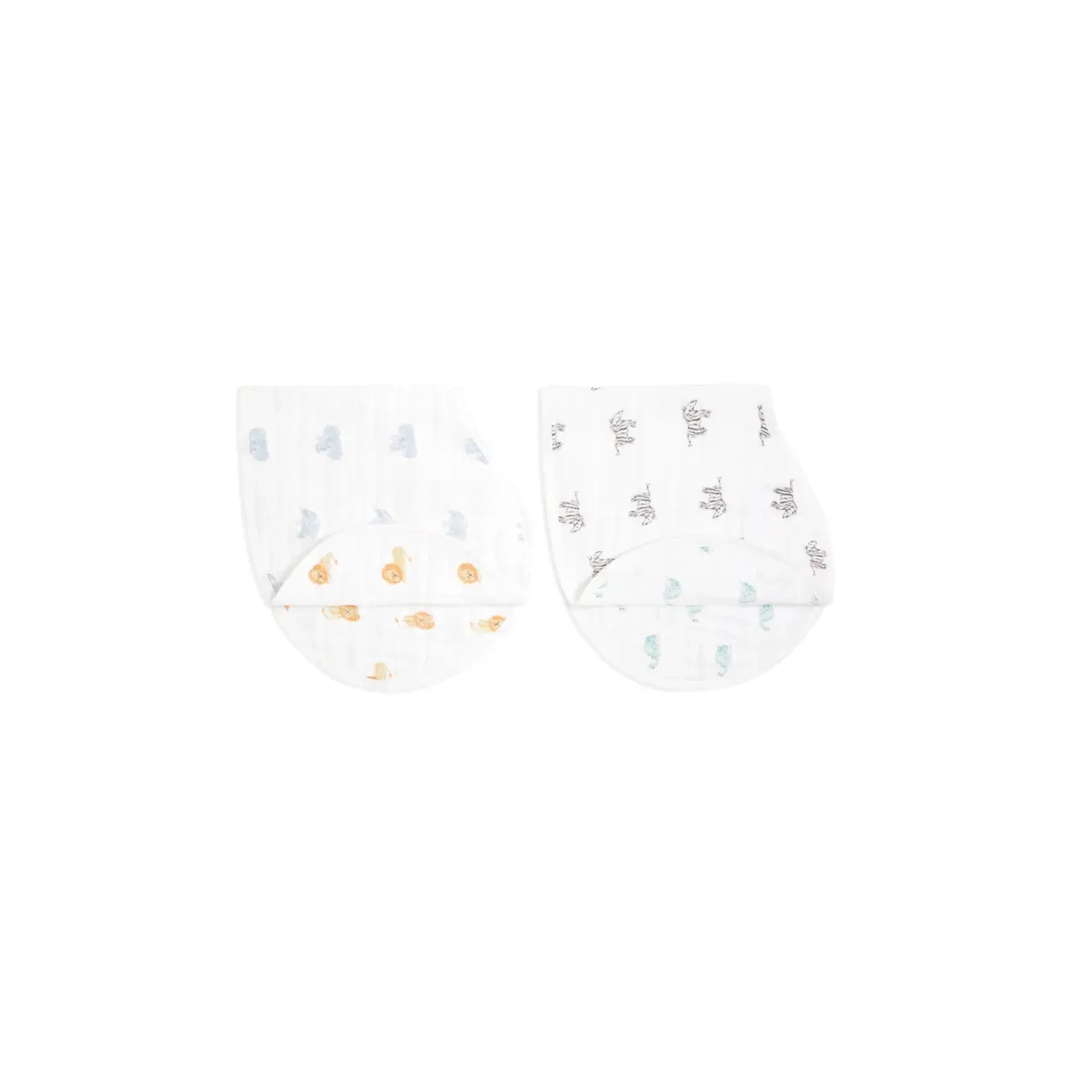 Aden Anais Pack of 2 Burpy Bibs Organic Cotton Muslin - Animal Kingdom 23-19