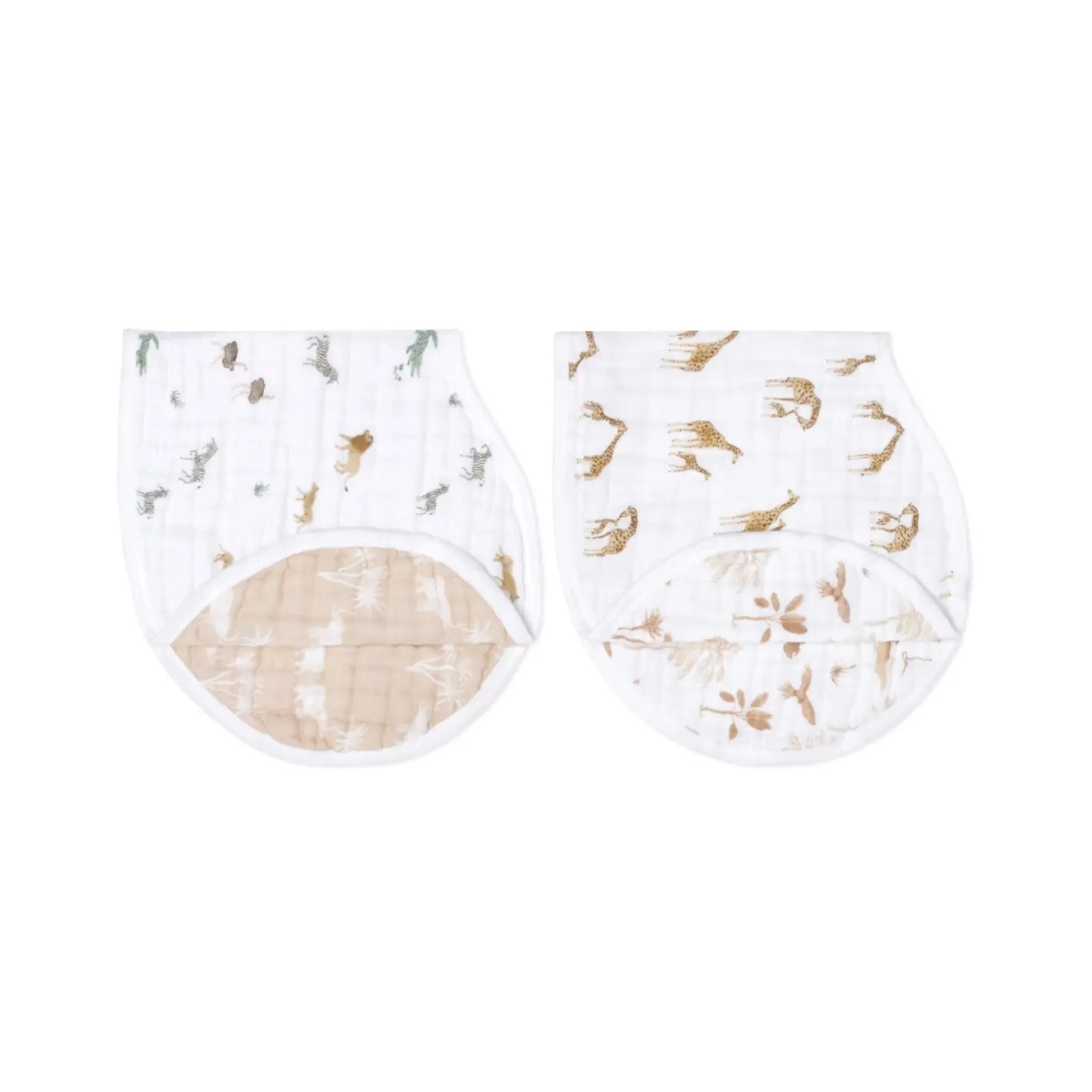 Aden Anais Pack of 2 Burpy Bibs Organic Cotton Muslin - Safari Dream 23-19