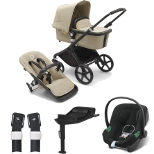 Bugaboo Fox Cub (Cybex Aton B2 i-Size Car Seat) Travel System Bundle - Black/Desert Beige