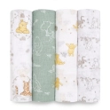 Aden + Anais Pack of 4 Essentials Cotton Muslin Swaddle Blanket - Winnie + Friends (23-19-241)