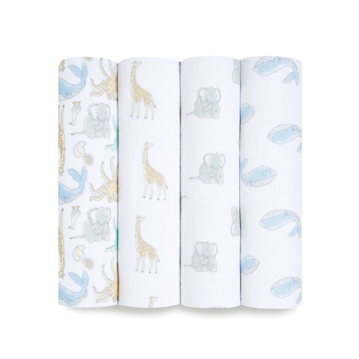 Aden Anais Pack of 4 Essentials Cotton Muslin Swaddle Blanket - Natural History 23-19