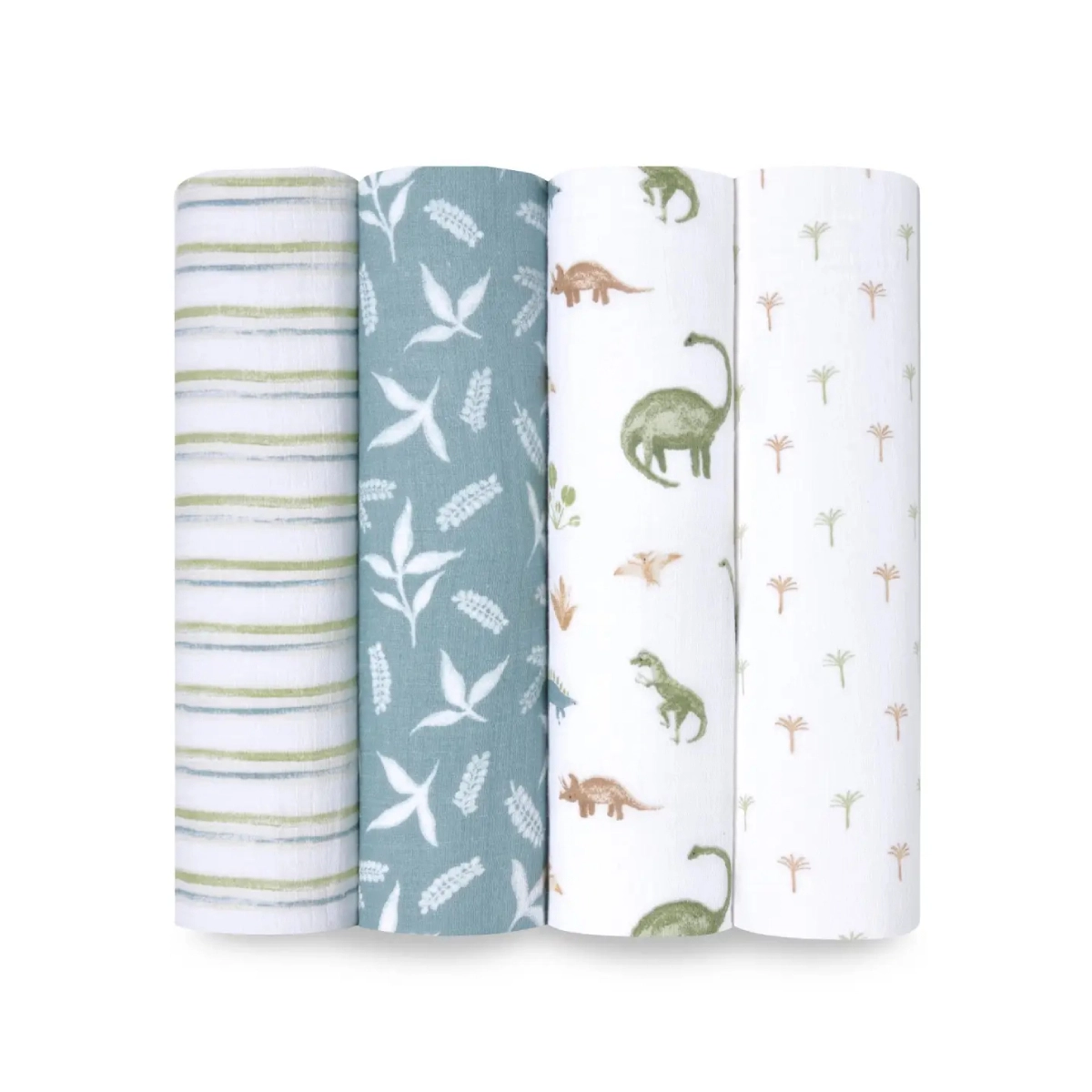 Aden Anais Pack of 4 Essentials Cotton Muslin Swaddle Blanket - Dino Jungle 23-19