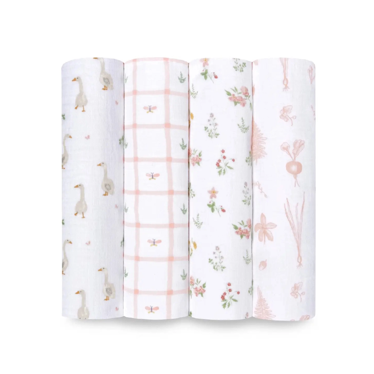 Aden Anais Pack of 4 Essentials Cotton Muslin Swaddle Blanket - Country Floral 23-19