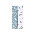 Aden + Anais Pack of 2 Essentials Cotton Muslin Swaddle Blanket - Dino Jungle (23-19-260)