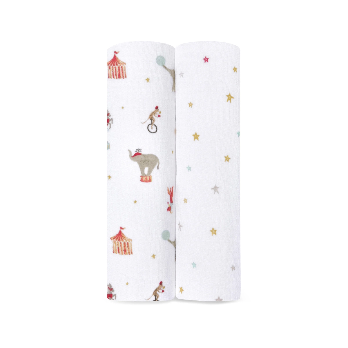 Aden Anais Pack of 2 Essentials Cotton Muslin Swaddle Blanket - Elephant Circus 23-19