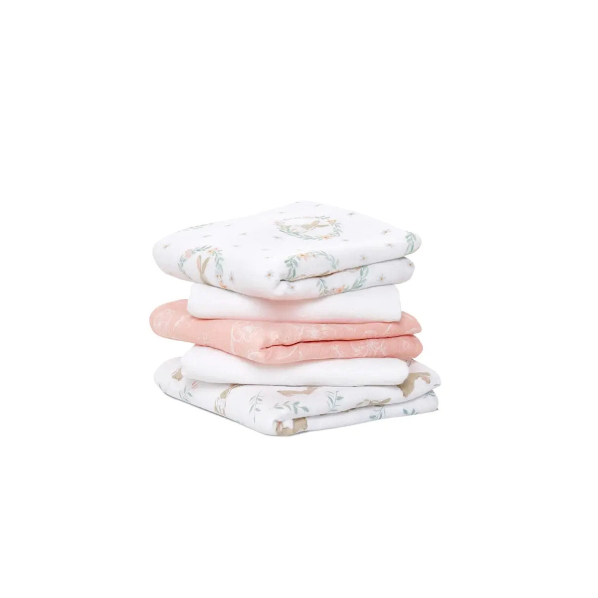 Aden Anais Pack of 5 Essentials Cotton Muslin Squares - Blushing Bunnies 23-19