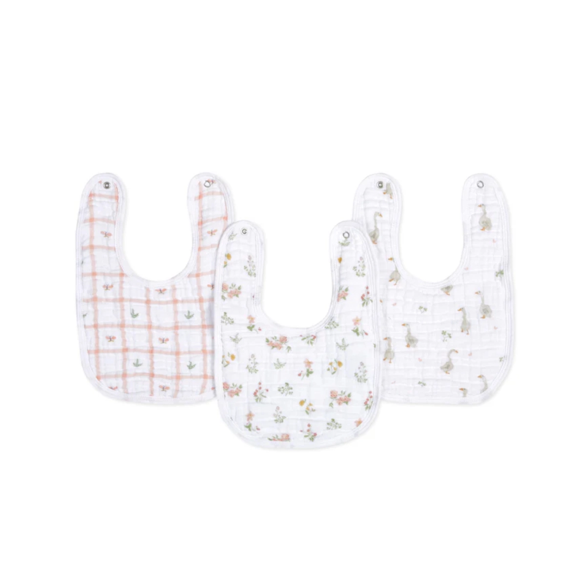 Aden Anais Pack of 3 Essential Cotton Muslin Snap Bibs - Country Floral 23-19