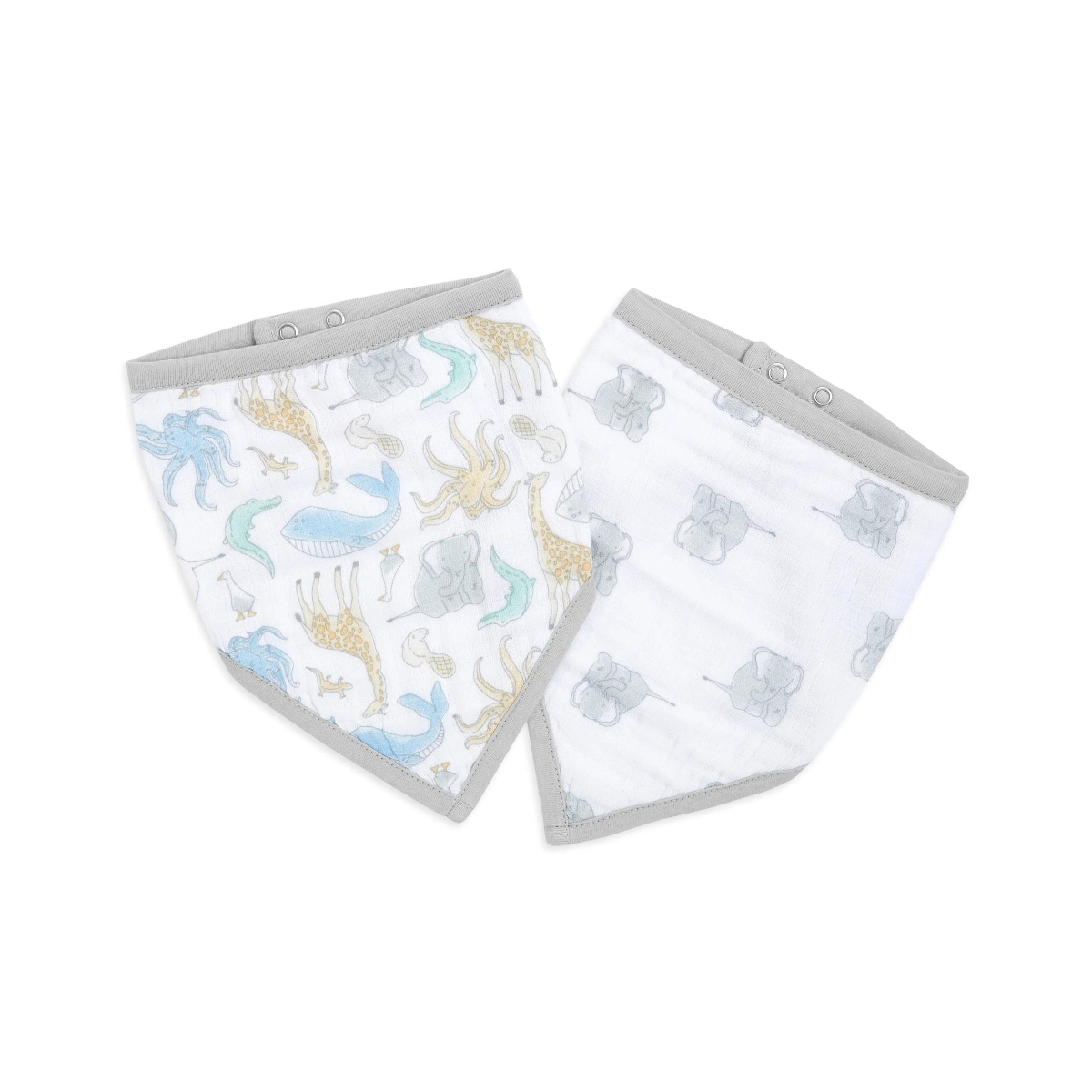 Aden Anais Pack of 2 Essential Cotton Muslin Bandana Bibs - Naural History 23-19