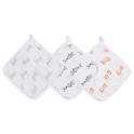 Aden + Anais Pack of 3 Essential Cotton Muslin Washcloth - Safari Babes (23-19-363)