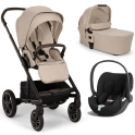 Nuna Mixx Next (Cybex Cloud T) Travel System Bundle + I-Size Base - Biscotti (New 2024)