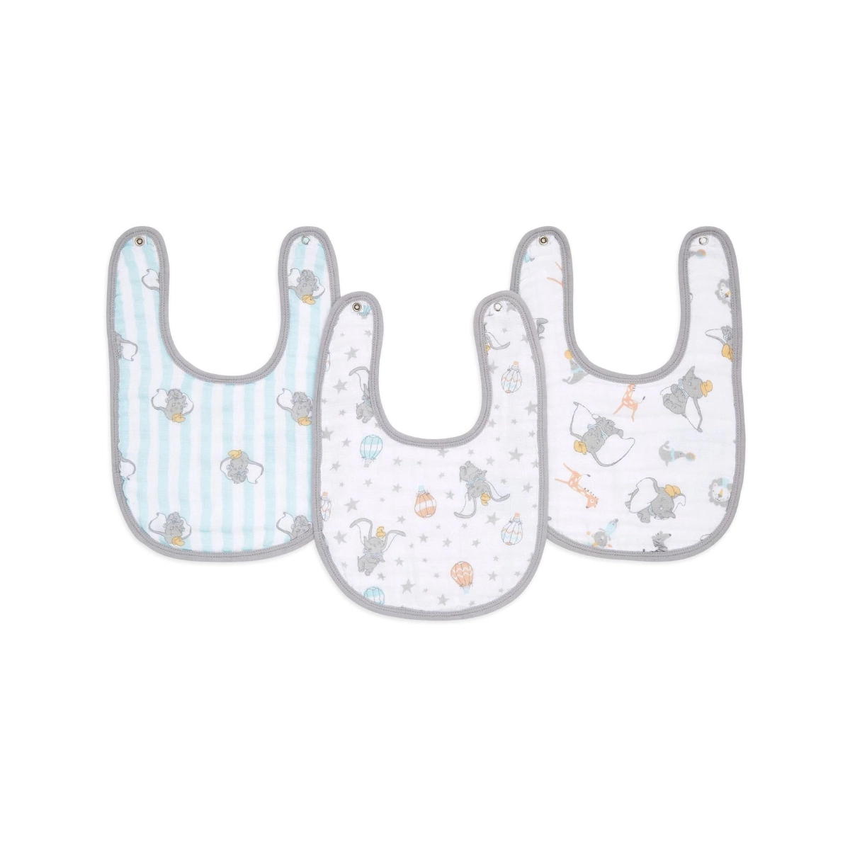 Aden Anais Pack of 3 Essential Cotton Muslin Snap Bibs - Dumbo New Heights 23-19