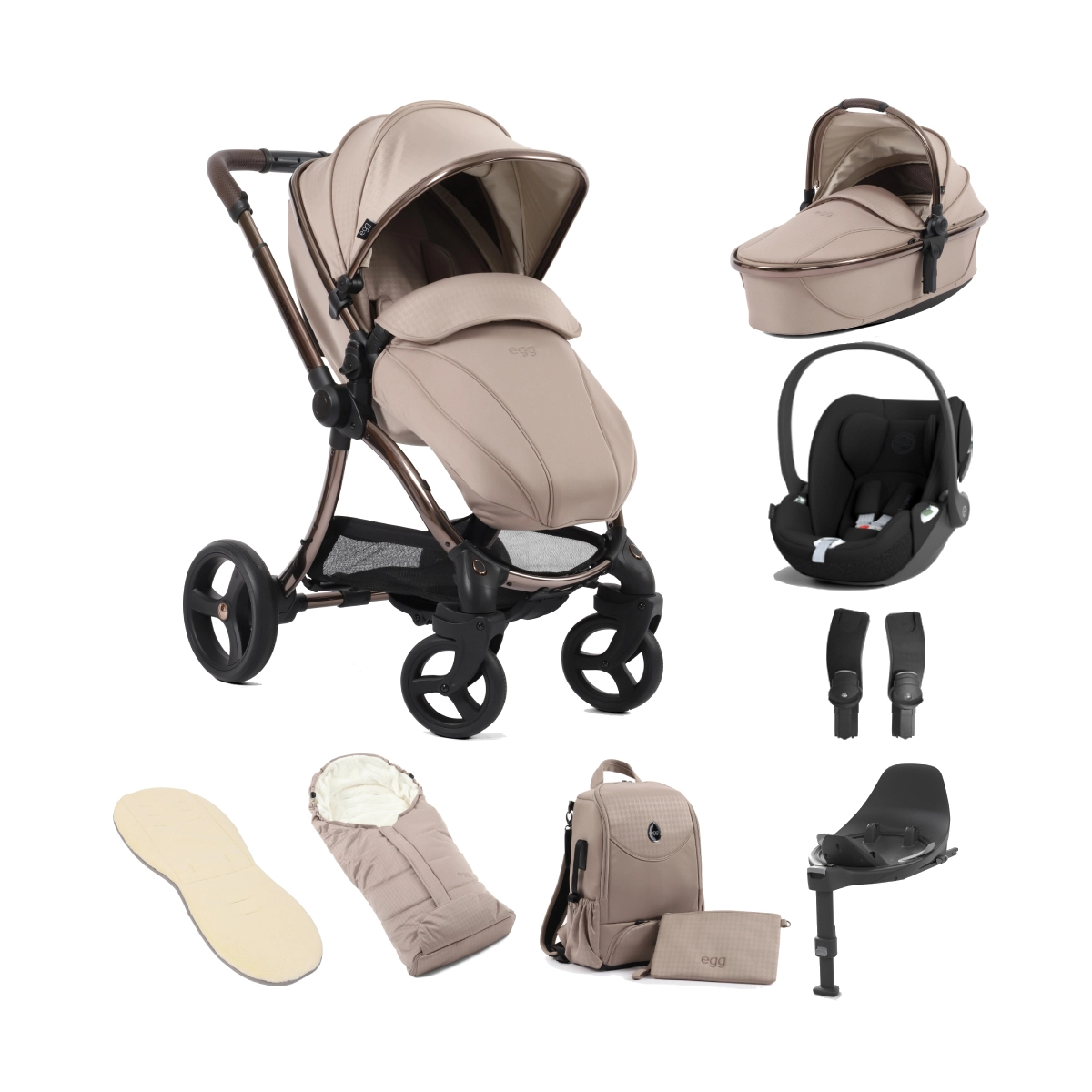 egg 3 Stroller Luxury Special Edition 8 Piece Bundle with Cybex Cloud T Car Seat