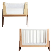 Gaia Hera Complete Sleep Cot & Co-Sleep Crib with Mattress - Natural/Walnut