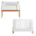 Gaia Hera Complete Sleep Cot & Co-Sleep Crib with Mattress - Scandi White/Natural