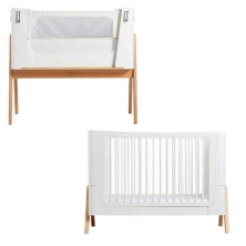 Gaia Hera Complete Sleep Cot & Co-Sleep Crib with Mattress - Scandi White/Natural