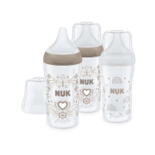 NUK Perfect Match Pack of 3 Set Medium Flow 260ML Bottles - Rainbow Heart