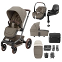 Maxi Cosi Fame 10 Piece Premium Travel System - Twillic Truffle (Brown Wheels)