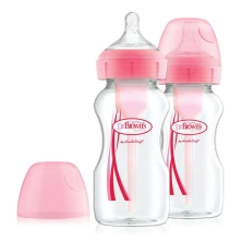 Dr Brown's Options + 2 Pack 270ml Feeding Bottles - Pink
