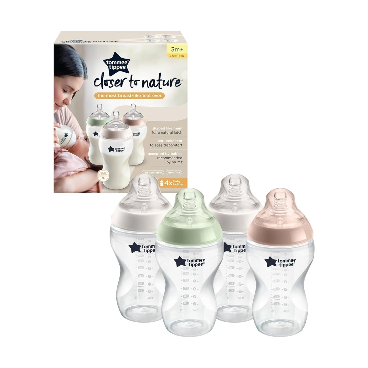 Tommee Tippee Pack of 4 Natural Start Baby Bottle