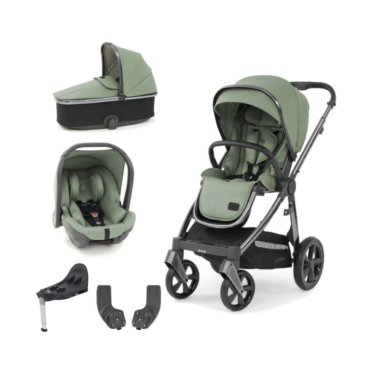 BabyStyle Oyster 3 Gun Metal Chassis Essential 5 Piece Travel System