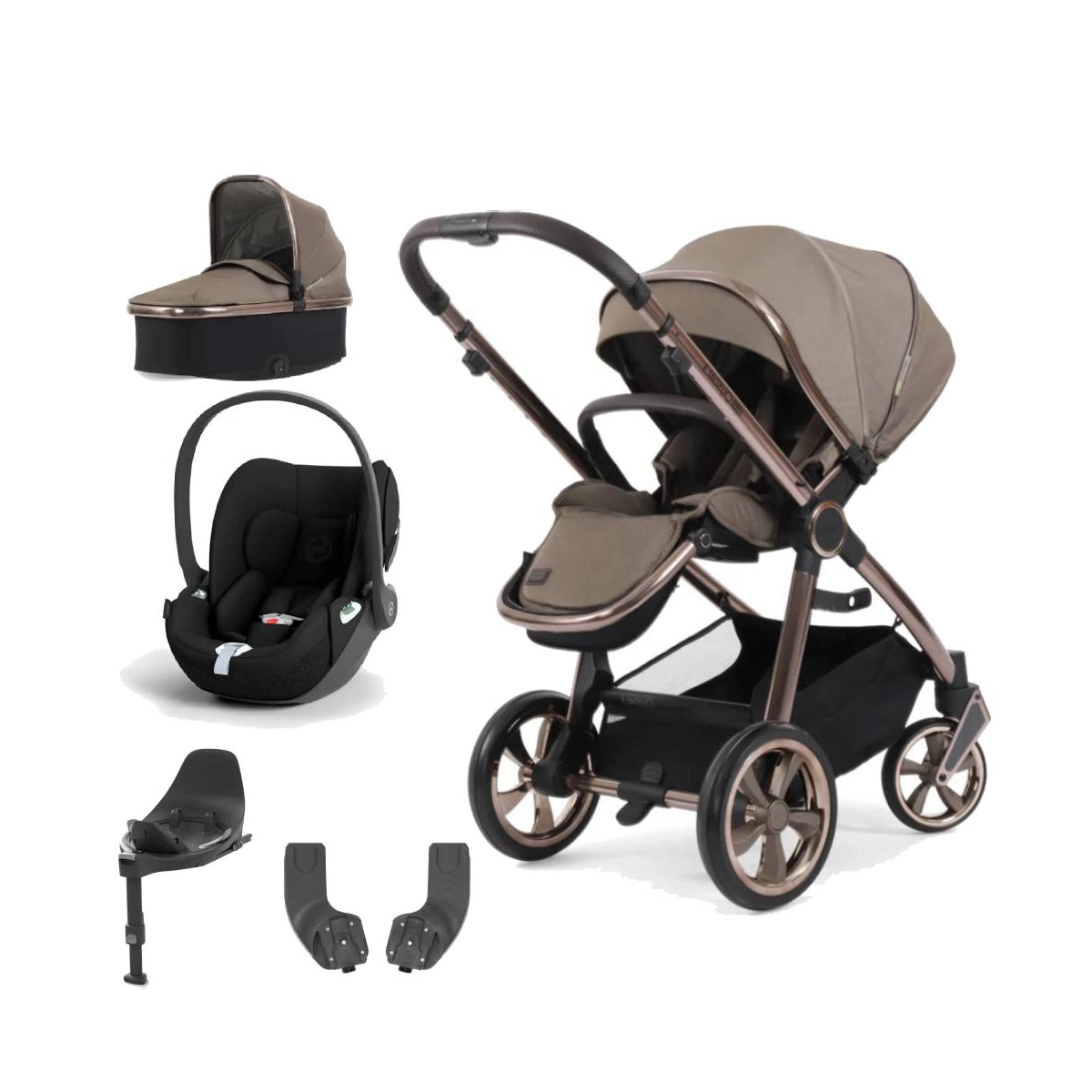 BabyStyle Oyster 3 Bronze Chassis Essential 5 Piece Bundle with Cybex Cloud T Car Seat & Base