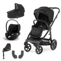 BabyStyle Oyster 3 Gloss Black Essential 5 Piece Bundle with Cybex Cloud T Car Seat & Base - Pixel/Black