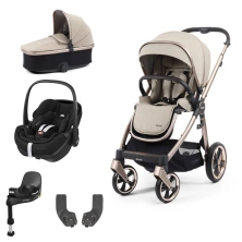 BabyStyle Oyster 3 Essential 5pc Bundle with Maxi Cosi Pebble 360 Pro Car Seat & Base - Creme Brulee