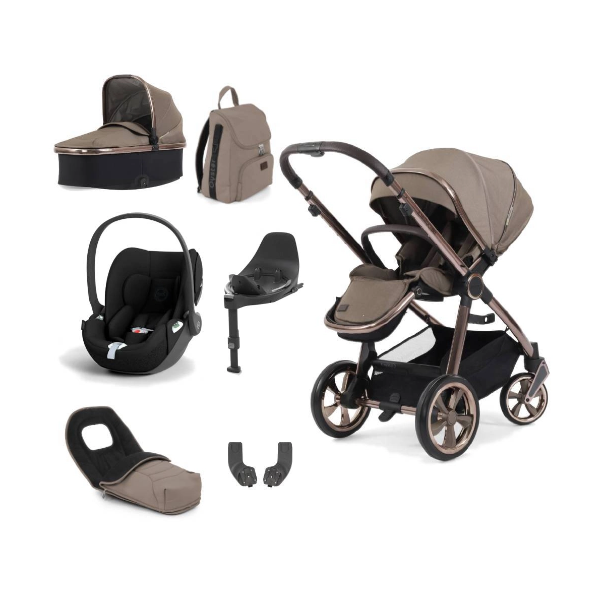 BabyStyle Oyster 3 Bronze Chassis Luxury 7 Piece Bundle with Cybex Cloud T Car Seat & Base