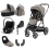 BabyStyle Oyster 3 Gun Metal Chassis Luxury 7 Piece Bundle with Cybex Cloud T Car Seat & Base - Stone (New)