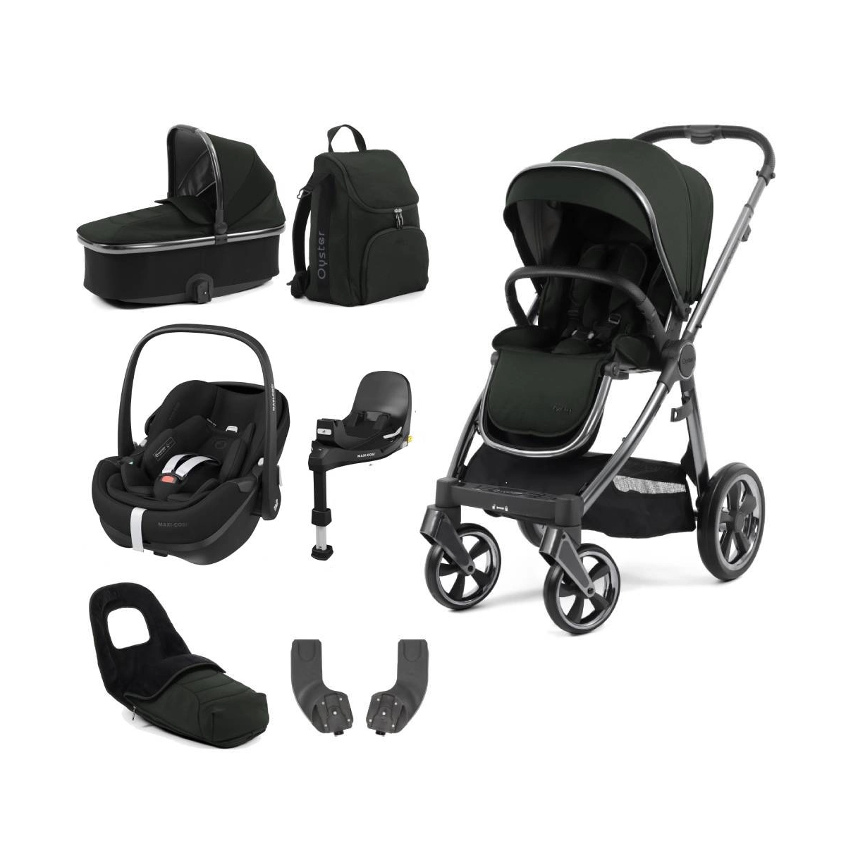 BabyStyle Oyster 3 Luxury 7pc Bundle with Maxi Cosi Pebble 360 Car Seat Base