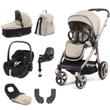 BabyStyle Oyster 3 Luxury 7pc Bundle with Maxi Cosi Pebble 360 Car Seat & Base - Creme Brulee + FREE Oyster Organiser!