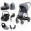 BabyStyle Oyster 3 Gun Metal Chassis Luxury 7 Piece Bundle with Maxi Cosi Pebble 360 Car Seat & Base - Dream Blue (New)