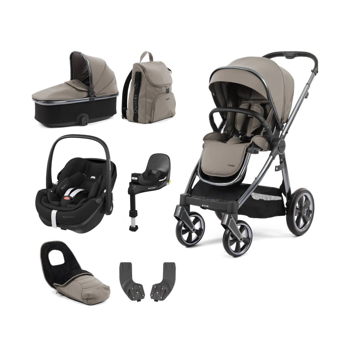 BabyStyle Oyster 3 Luxury 7pc Bundle with Maxi Cosi Pebble 360 Car Seat Base