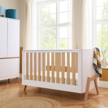 Tutti Bambini Fuori Cot Bed - White/Light Oak + FREE Fibre Cotbed Mattress Worth £79!