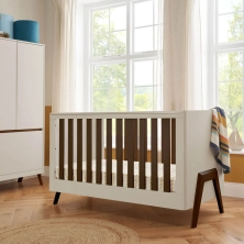 Tutti Bambini Fuori Cot Bed - Warm Walnut/White Sand + FREE Fibre Cotbed Mattress Worth £79!