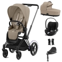 Cybex ePriam Cloud T i-Size Bundles - Matt Black/Cozy Beige