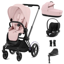 Cybex ePriam Cloud T i-Size Bundles - Matt Black/Peach Pink