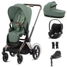 Cybex ePriam Cloud T i-Size Bundles - Rose Gold/Leaf Green