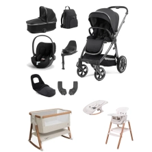 BabyStyle Oyster 3 Travel & Home 10 Piece Bundle with Cybex Cloud T Car Seat & Base - Carbonite