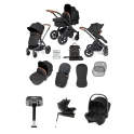 Ickle Bubba Stomp Luxe ISIZE Travel System with Britax Baby-Safe Carseat & Isofix Base - Black/Midnight/Tan