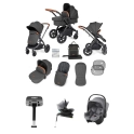 Ickle Bubba Stomp Luxe ISIZE Travel System with Britax Baby-Safe Carseat & Isofix Base - Black/Charcoal Grey/Tan