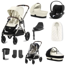 Cybex Gazelle S 8 Piece Bundle With Cloud T i-Size Car Seat - Seashell Beige/Taupe