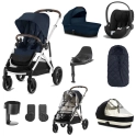 Cybex Gazelle S 8 Piece Bundle With Cloud T Car Seat- Ocean Blue/Silver