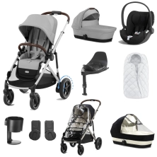 Cybex eGazelle S 8 Piece Bundle with Cloud T i-Size Car Seat - Stone Grey/Silver