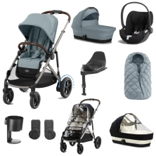 Cybex eGazelle S 8 Piece Bundle with Cloud T i-Size Car Seat - Stormy Blue/Taupe