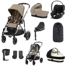 Cybex eGazelle S 8 Piece Bundle with Cloud T i-Size Car Seat - Almond Beige/Taupe