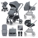 miniuno Ventoura 3in1 Travel System with Lie Flat i-Size Carseat & Isofix Base - Anthracite