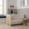 Tutti Bambini Alba Mini Cot Bed - White Sand & Distressed Oak + FREE Fibre Cot Mattress Worth £39!